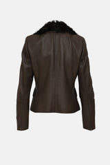 Akris Shearling Collar Leather Jacket