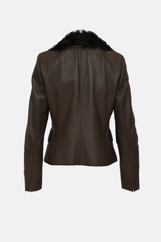 Akris Shearling Collar Leather Jacket