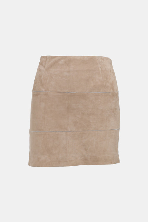 Brunello Cucinelli Suede Monili Beaded Skirt