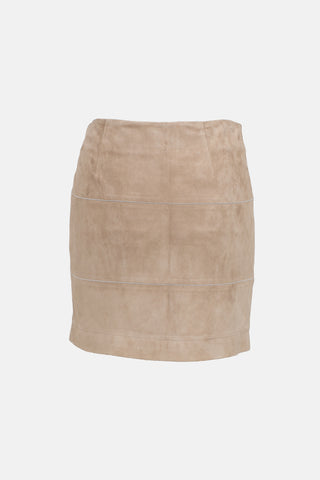 Brunello Cucinelli Suede Monili Beaded Skirt