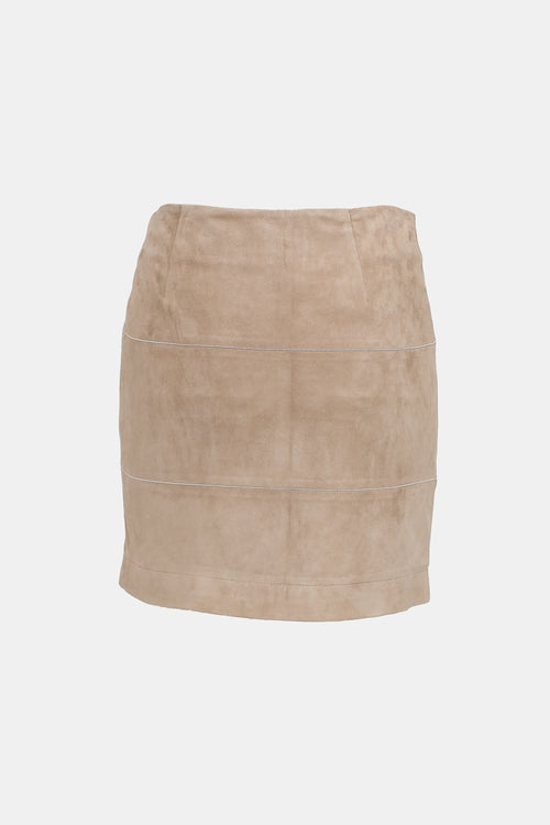 Brunello Cucinelli Suede Monili Beaded Skirt