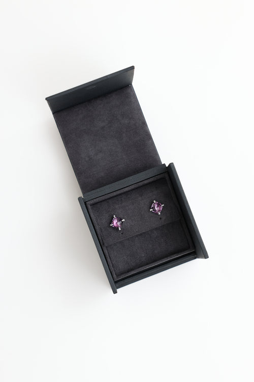 David Yurman Sterling Silver Amethyst Stud Earrings