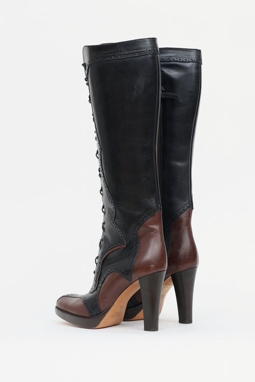 Max Mara 2004 Brogue Knee High Boot