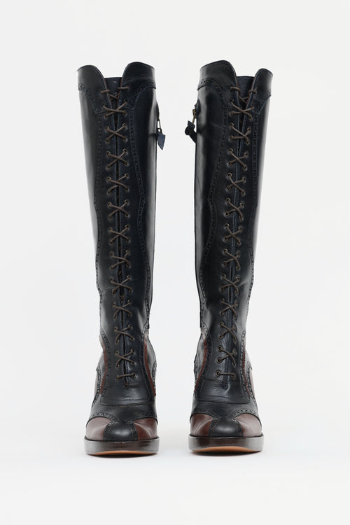 Max Mara 2004 Brogue Knee High Boot