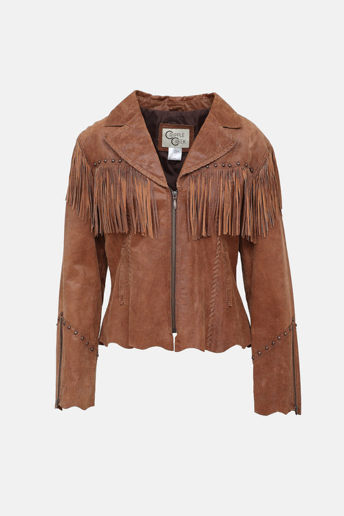 VSP Archive Leather Fringe Zip Jacket