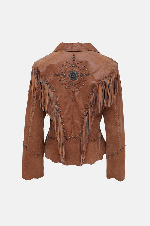 VSP Archive Leather Fringe Zip Jacket