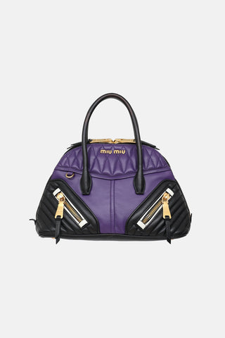 Miu Miu Leather Moto Top Handle Bag