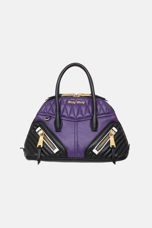 Miu Miu Leather Moto Top Handle Bag