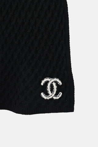 Chanel Cashmere Knit Logo Scarf