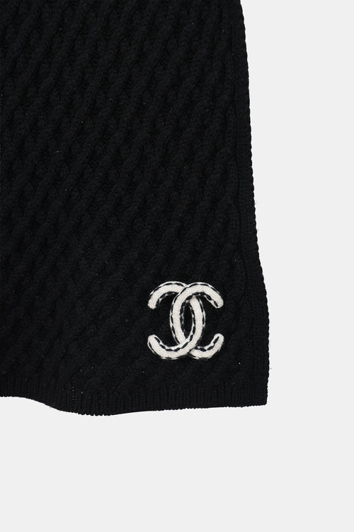 Chanel Cashmere Knit Logo Scarf