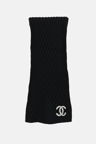 Chanel Cashmere Knit Logo Scarf