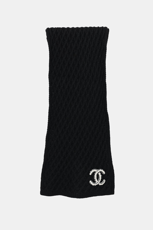 Chanel Cashmere Knit Logo Scarf