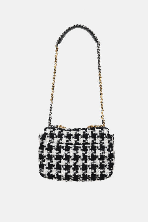 Chanel 2020 Large 19 Houndstooth Ribbon Tweed Flap Bag