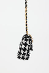 Chanel 2020 Large 19 Houndstooth Ribbon Tweed Flap Bag