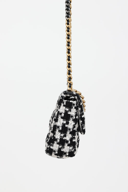 Chanel 2020 Large 19 Houndstooth Ribbon Tweed Flap Bag