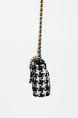 Chanel 2020 Large 19 Houndstooth Ribbon Tweed Flap Bag