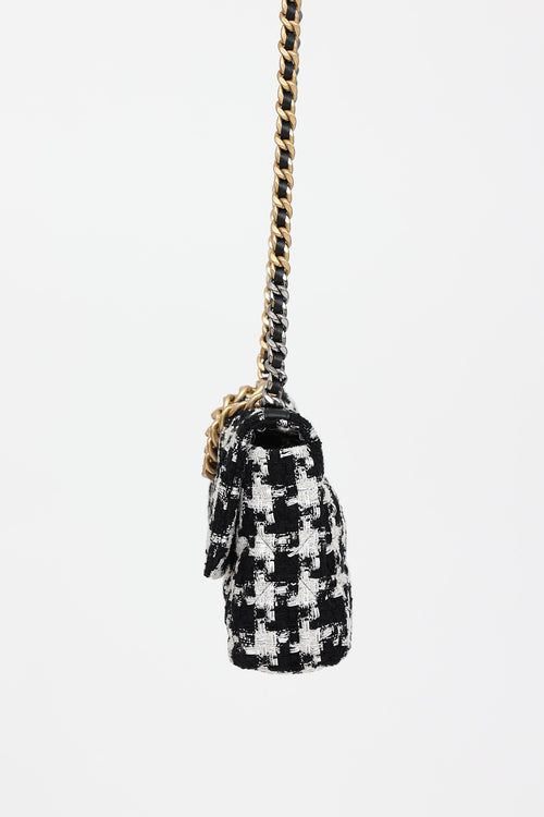 Chanel 2020 Large 19 Houndstooth Ribbon Tweed Flap Bag