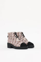 Chanel 2020 Tweed CC Combat Boot