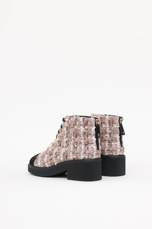 Chanel 2020 Tweed CC Combat Boot