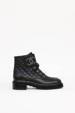Chanel 2021 Quilted CC Combat Boot