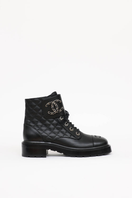 Chanel 2021 Quilted CC Combat Boot
