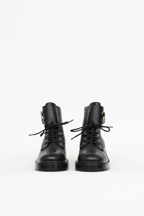 Chanel 2021 Quilted CC Combat Boot