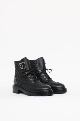 Chanel 2021 Quilted CC Combat Boot