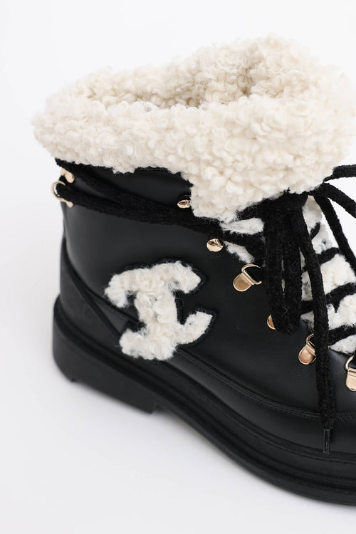 Chanel 2020 Shearling CC Hiking Boot
