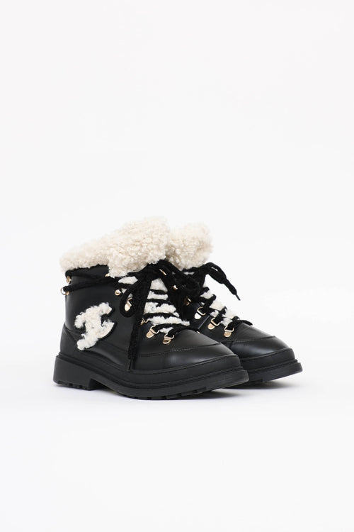 Chanel 2020 Shearling CC Hiking Boot