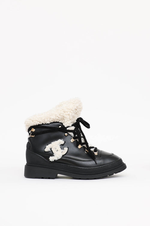 Chanel 2020 Shearling CC Hiking Boot
