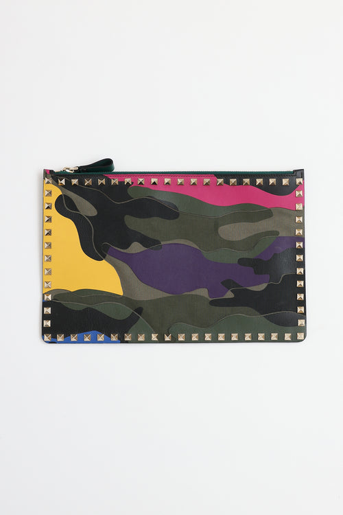 Valentino Camo Rockstud Pouch