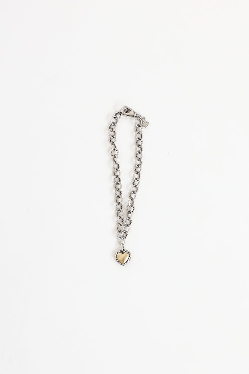 David Yurman 18K Yellow Gold & Sterling Silver Heart Cookie Bracelet