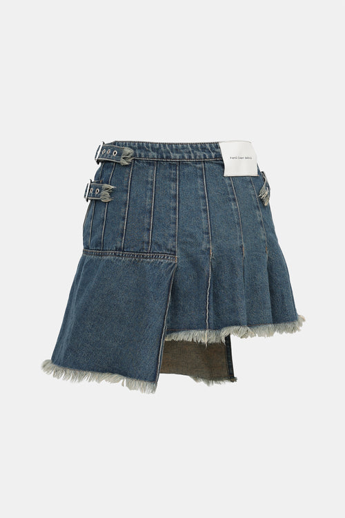 Pleated Denim Skirt