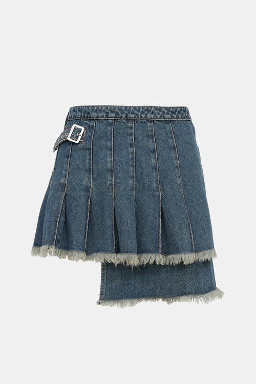 Pleated Denim Skirt