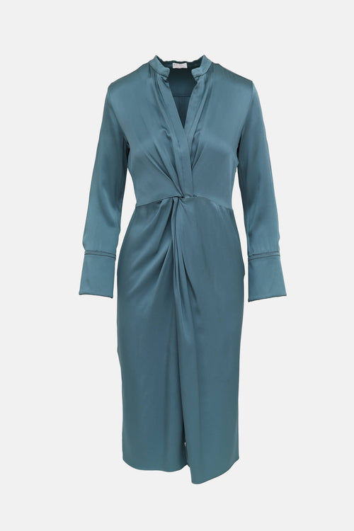 Brunello Cucinelli Long Sleeve Twist Dress