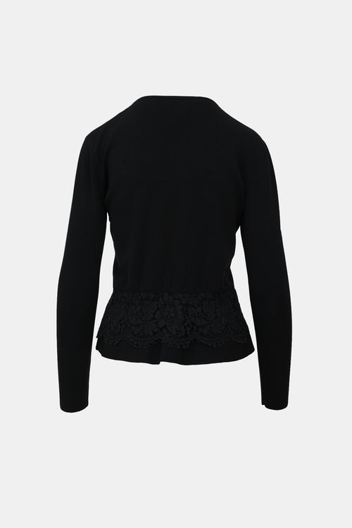 Valentino Lace Trim Cardigan