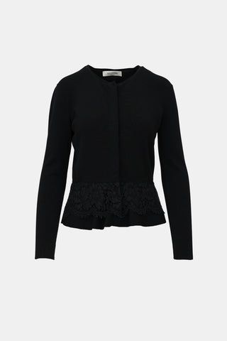 Valentino Lace Trim Cardigan