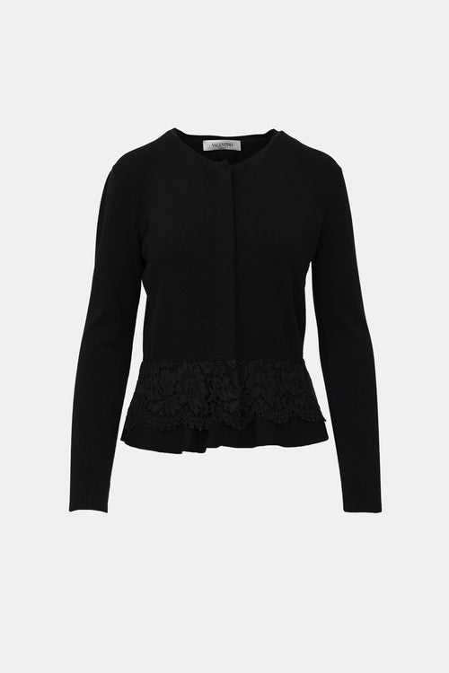 Valentino Lace Trim Cardigan