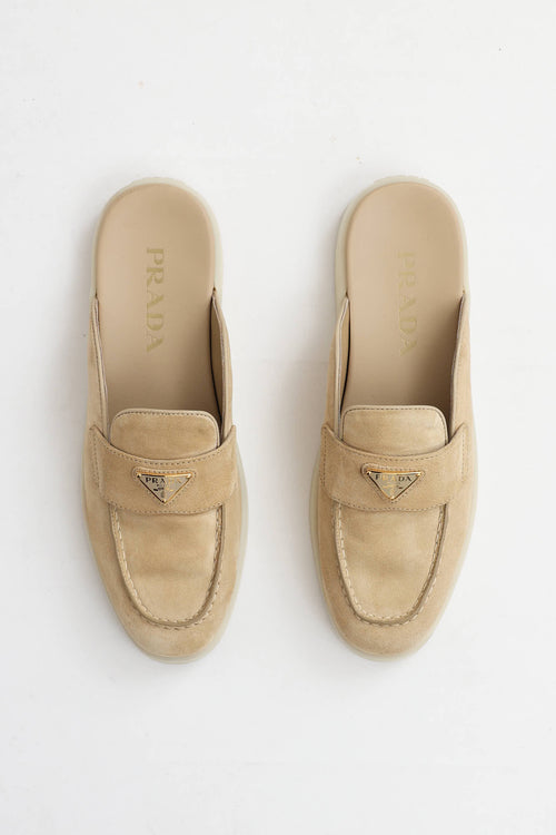 Prada Suede Logo Mules