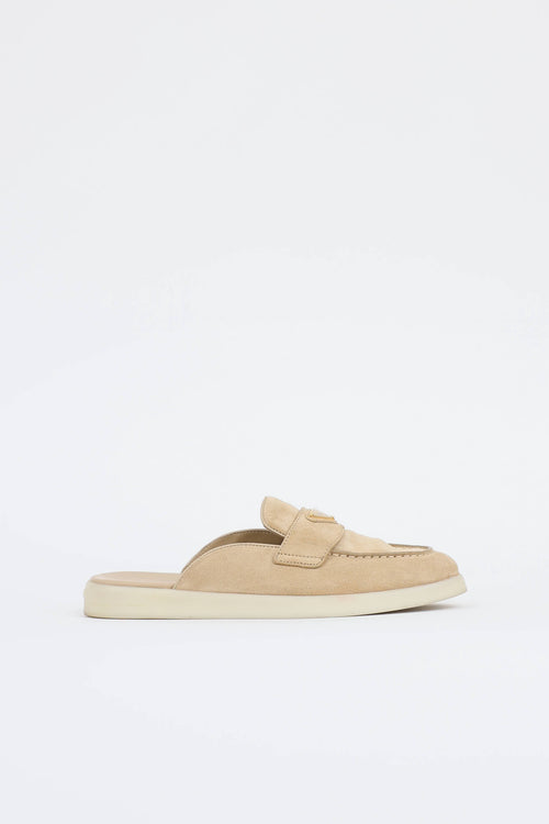 Prada Suede Logo Mules