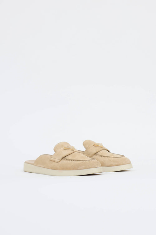 Prada Suede Logo Mules