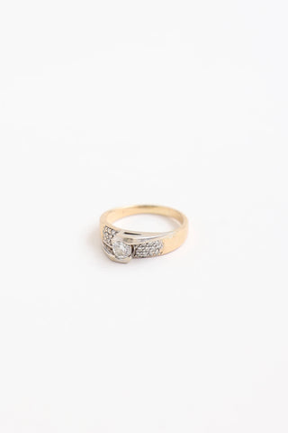 Fine Jewelry 14K Yellow & White Gold Raised Diamond Ring