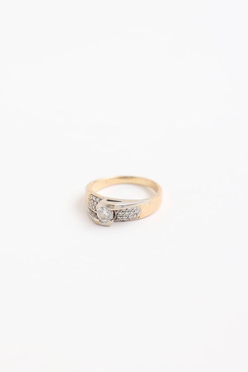 Fine Jewelry 14K Yellow & White Gold Raised Diamond Ring