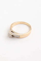 Fine Jewelry 14K Yellow & White Gold Raised Diamond Ring
