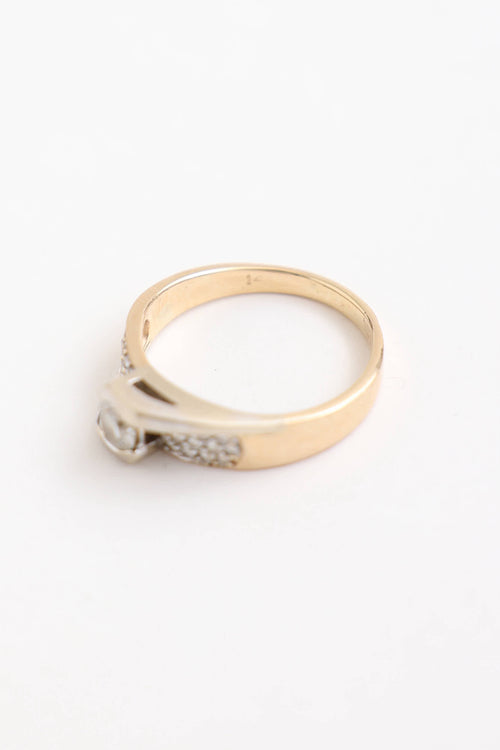 Fine Jewelry 14K Yellow & White Gold Raised Diamond Ring