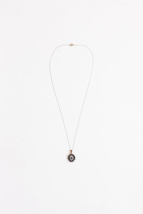 14K Gold Filled Diamond & Sapphire Necklace