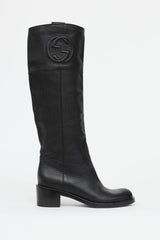 Gucci Leather GG Riding Boot