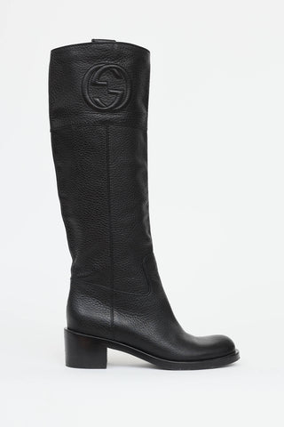 Gucci Leather GG Riding Boot