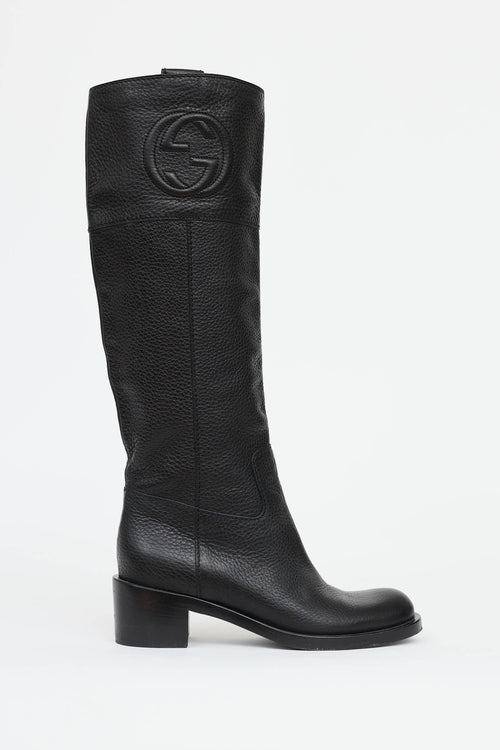Gucci Leather GG Riding Boot