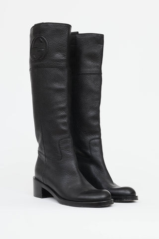 Gucci Leather GG Riding Boot